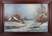 ORIGINAL ROZARIE ACRYLIC SNOWSCAPE PAINTING