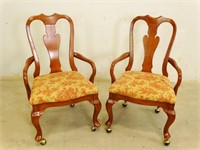 (2) Vintage Rolling Wooden Desk / Dining Chairs