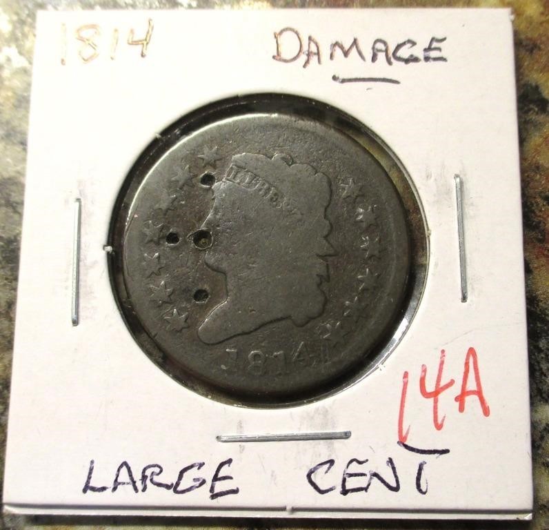 1814 Large Cent, Damaged