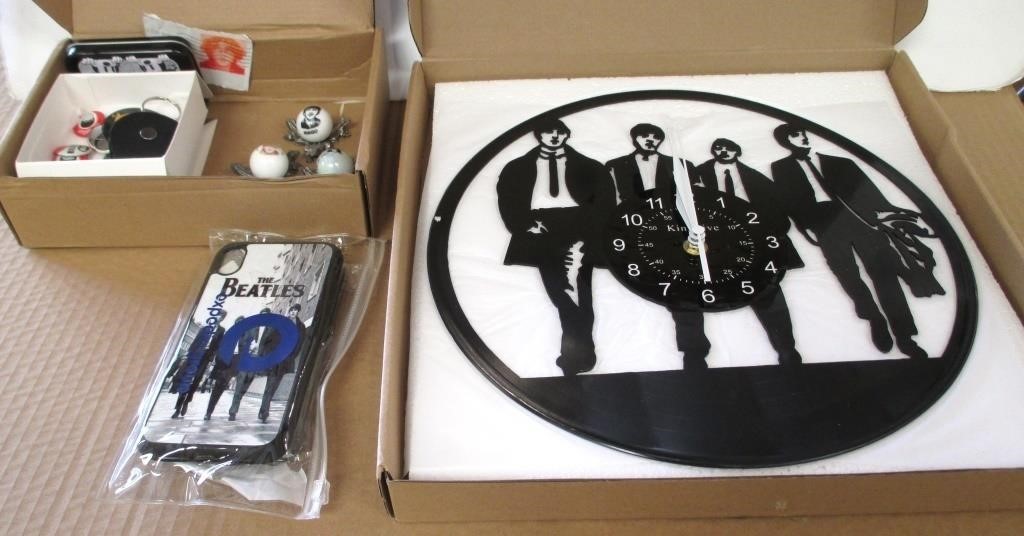 Beatles Clock & Misc Beatles Collectibles