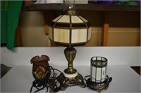 3 Stain Glass Table Lamps w/ Metal Bases