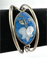 Alpaca Silver Cuff Bracelet with Inlay