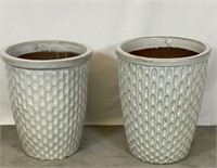 PAIR - LARGE GARDEN POTTERY PLANTERS