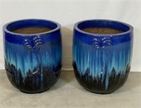 PAIR - LARGE GARDEN POTTERY PLANTERS