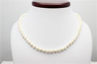 Cultured pearl strand 6mm. Mkt clasp, 17" long