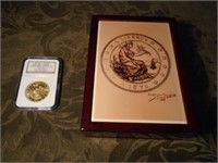 $100 GOLD UNION TM- ONE OUNCE PURE GOLD IN WOOD BX