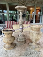 Pottery Barn/Unmarked Wooden Candle Holders