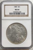 1884P Morgan Silver Dollar NGC MS64