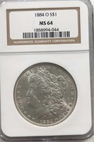 1884O Morgan Silver Dollar PCGS MS64