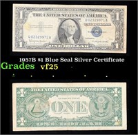 1957B $1 Blue Seal Silver Certificate Grades vf+