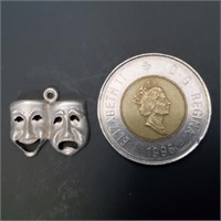 Pendentif "masques théâtre" en argent 925