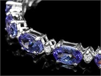 10ct Tanzanite & 0.50ct Diam Bracelet in 14k Gold