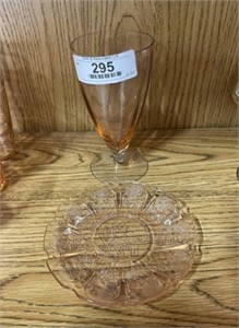 Pink Depression Glass - Plate and Glass
