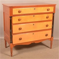 Sheraton Cherry & Tiger Maple Chest of Drawers.