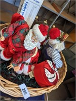 Basket w/ Santas & Other Christmas Decor