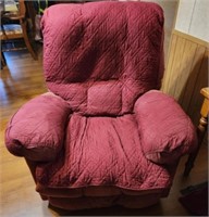 Maroon color recliner with cover AS IS