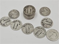 20 No Date Silver  Standing Liberty Quarter Coins