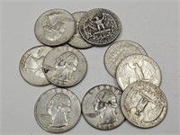 10- 1964 Silver Washington Quarter Coins