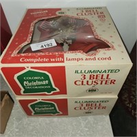 Vintage Illuminated 3 Bell Cluster - 2 Boxes