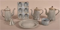 Seven Pieces of Antique Gray Granite Ware.