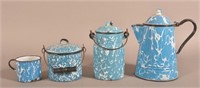 Four Pieces of Antique Light Blue Granite Ware.