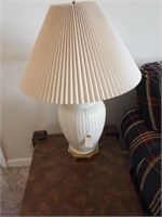 Lot #122 Pr of pottery font table lamps