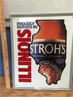 Vintage Stroh's Illinois Metal Beer Sign