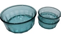 Teal Arcoroc Glass Bowls