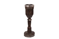 ANTIQUE WOOD & SILVER KIDDUSH CUP