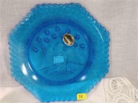 Handcrafted Kanawna blue glass freedom plate