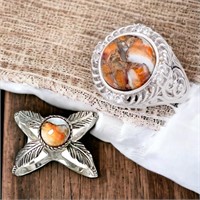Radiant Spiny Oyster Sterling Silver Rings