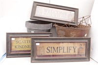 Country Primitive Decor, Pails, Pictures