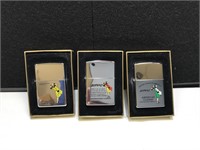 3 Zippo Windy Lighters with a Varga Girl