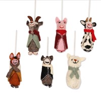 ($39) Embroidered Wool Animal Holiday Ornaments