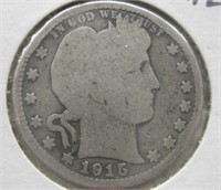 1915 Silver Barber Quarter - Pre WWI