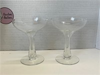2 Vintage Hollow Stem Champagne Glasses