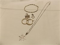 Sterling earrings, bracelet, necklace @ pendants