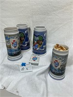 Four Heilemen's Old Style Steins and deck of cards