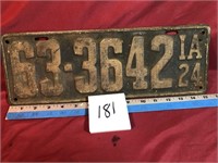 License plates, 63-3642 IA 24