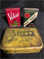 Antique Tobacco Tins Including Velvet, Burley-Brig