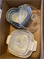 Heart shaped serving bowls, cookware, see photos