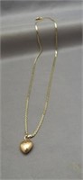 14K Yellow gold necklace with 14K heart pendant.