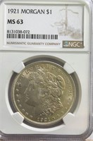 1921 Morgan Dollar NCG MS63