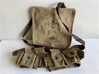 Civial War Canvas Bag & Ammo Belt