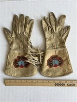 Pair of Vintage Leather Riding Gloves w/ Tassels