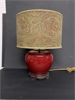 Oxblood Table Lamp w/ Cool Paisley Shade