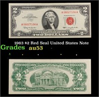 1963 $2 Red Seal United States Note Grades Select