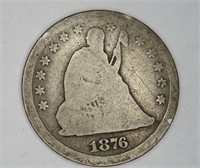 1876 Carson City Seated Liberty Quarter