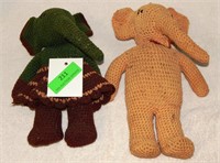 Boy and girl crochet elephant toys
