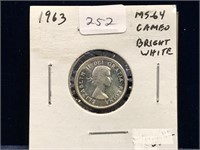 1963 Can Silver Ten Cent Piece  MS64